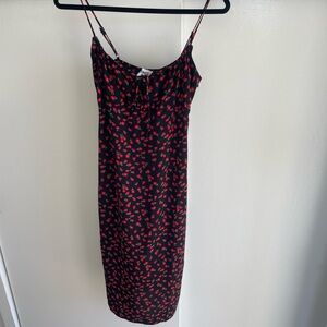 Floral Black and Red midi dress